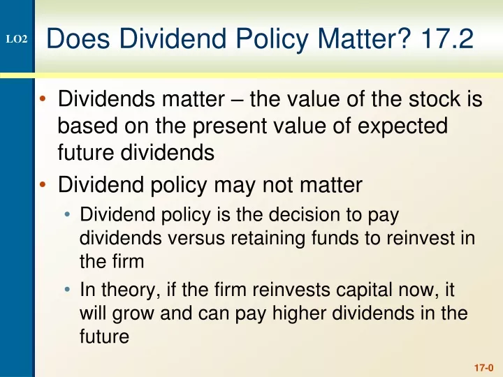 does dividend policy matter 17 2