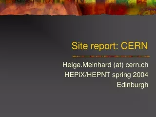 Site report: CERN