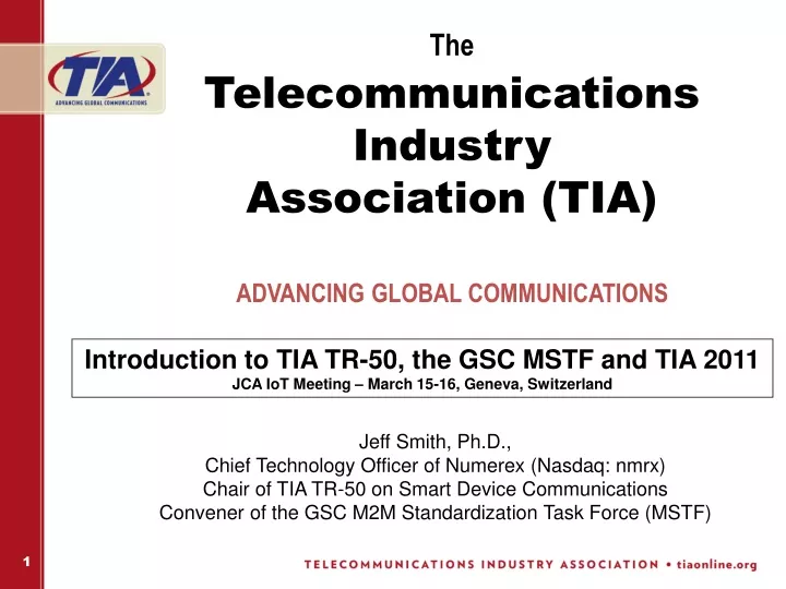 the telecommunications industry association tia advancing global communications