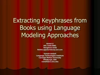 Extracting Keyphrases from Books using Language Modeling Approaches