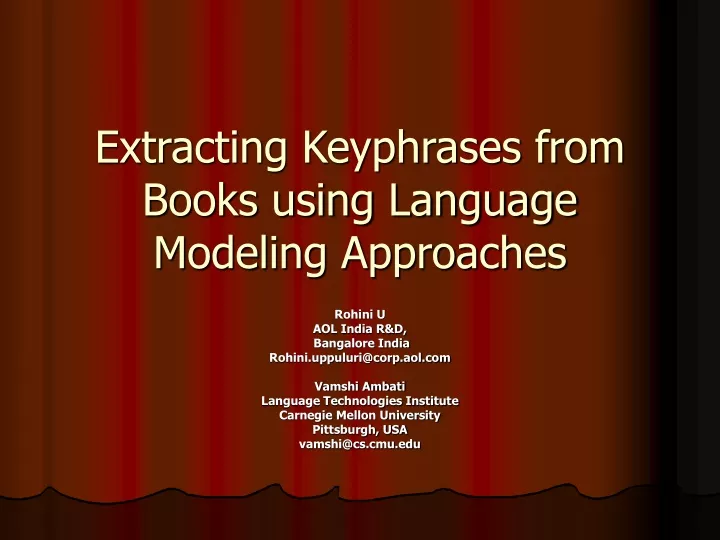 extracting keyphrases from books using language modeling approaches