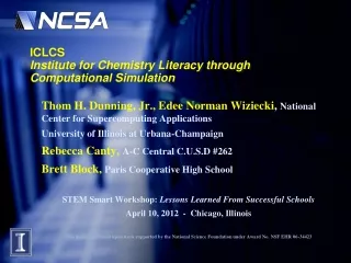 ICLCS Institute for Chemistry Literacy through  Computational Simulation