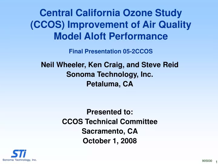 central california ozone study ccos improvement