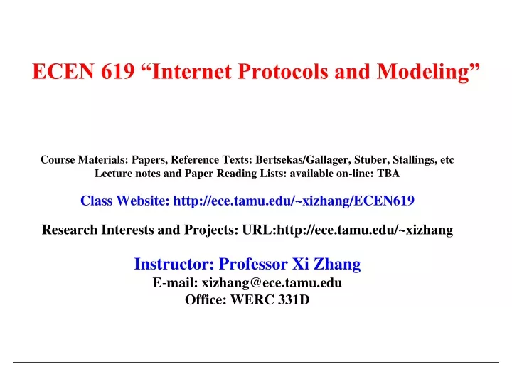 ecen 619 internet protocols and modeling