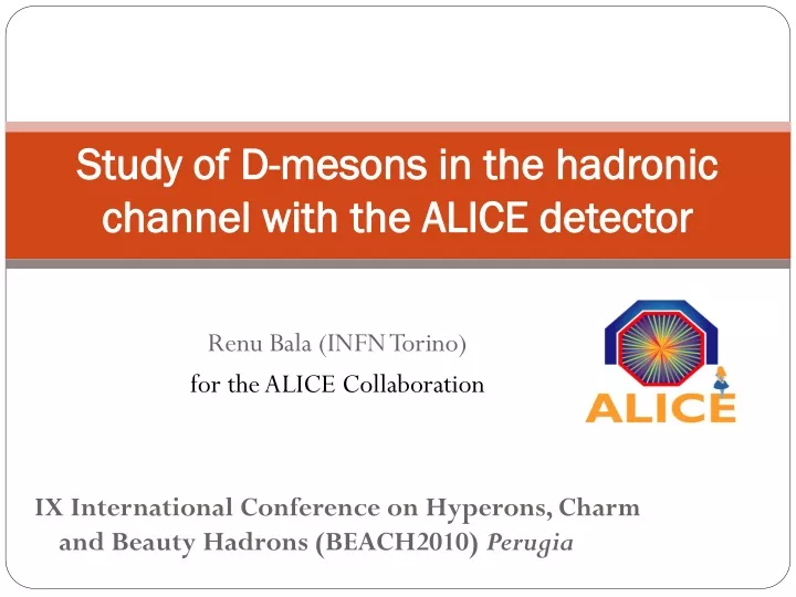 study of d mesons in the hadronic channel with the alice detector