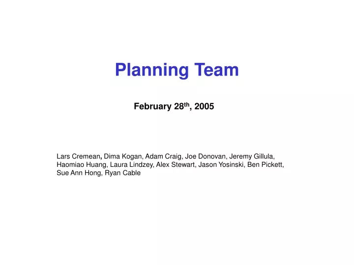 planning team