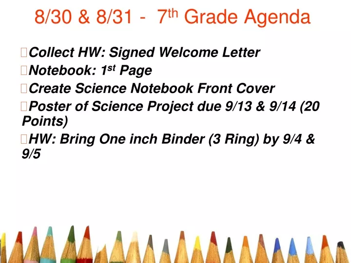 8 30 8 31 7 th grade agenda