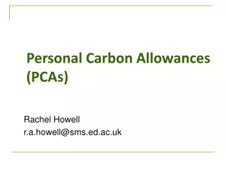 Personal Carbon Allowances (PCAs)