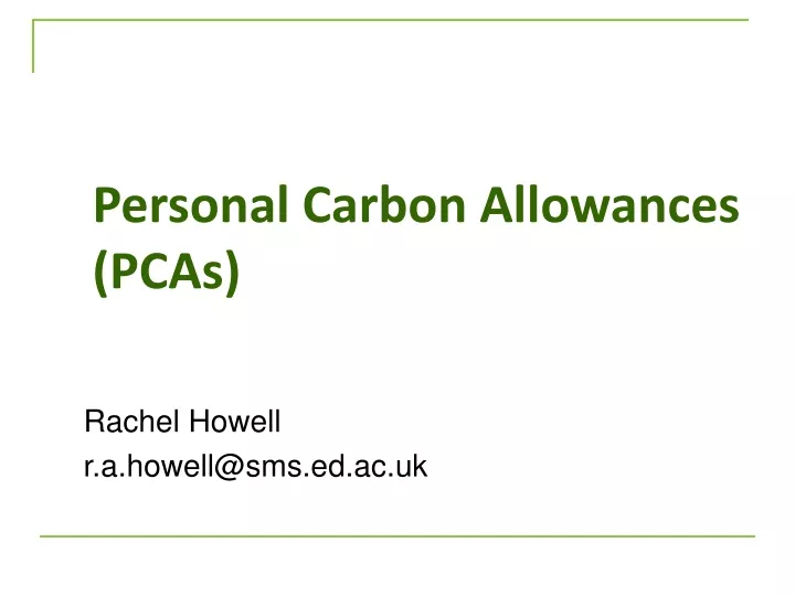 personal carbon allowances pcas