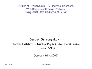 Studies of Exclusive e+e- --&gt; Hadrons  Reactions  With Baryons or Strange Particles