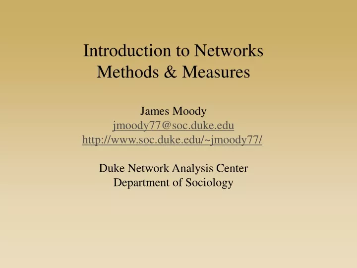 introduction to networks methods measures james