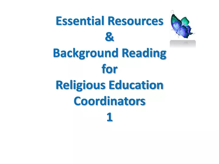 essential resources background reading for religious education coordinators 1