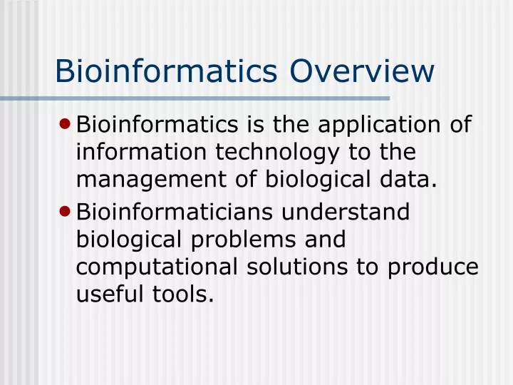 bioinformatics overview