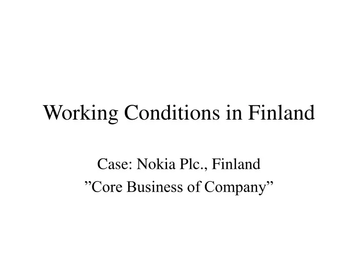 working conditions in finland