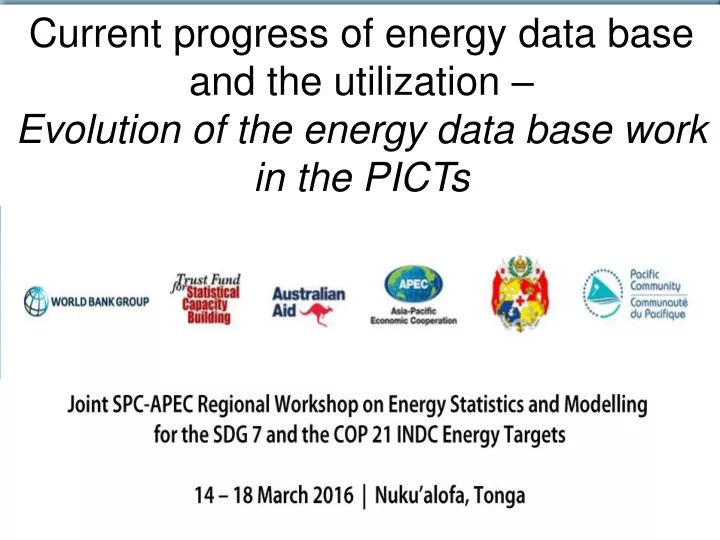 current progress of energy data base