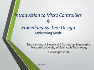 Introduction to Micro Controllers &amp; Embedded System Design Addressing Mode
