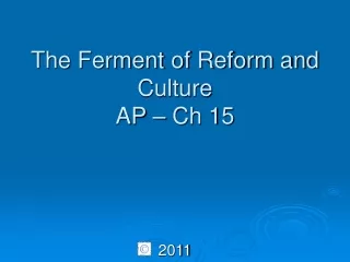 The Ferment of Reform and Culture AP – Ch 15