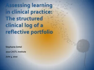 Assessing learning in clinical practice: The structured clinical log of a reflective portfolio