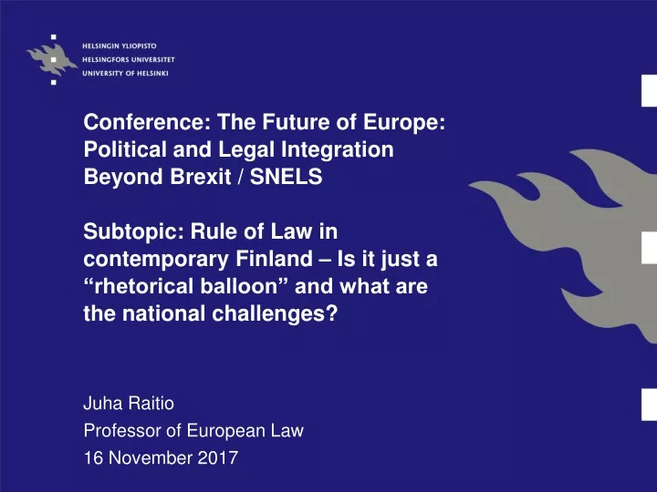 juha raitio professor of european law 16 november 2017