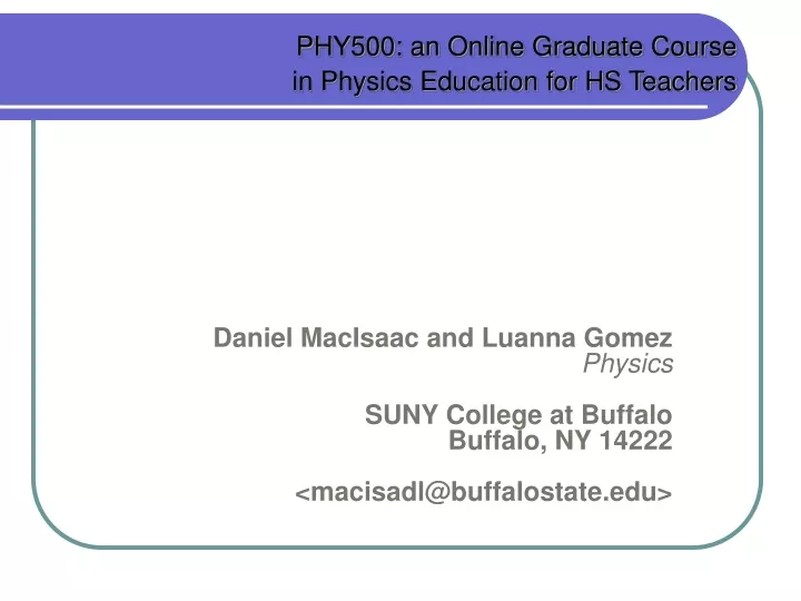 phy500 an online graduate course in physics education for hs teachers