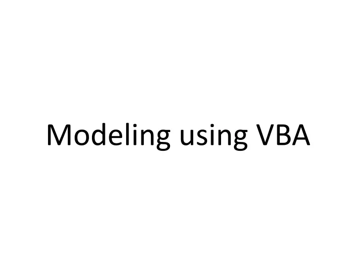 modeling using vba