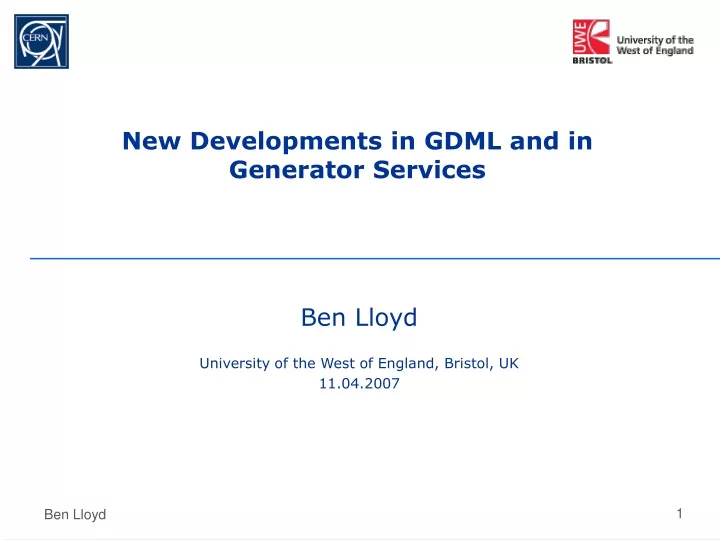 new developments in gdml and in generator services