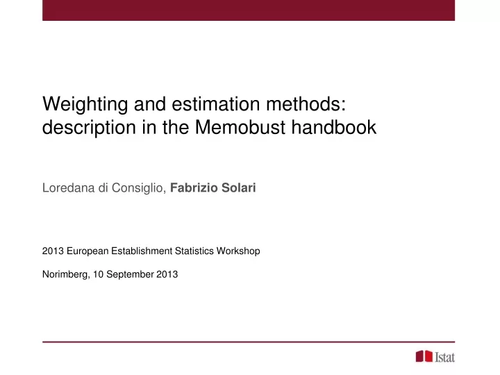 weighting and estimation methods description