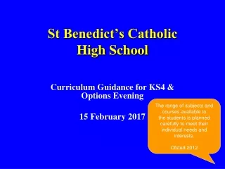 St Benedict’s Catholic High School