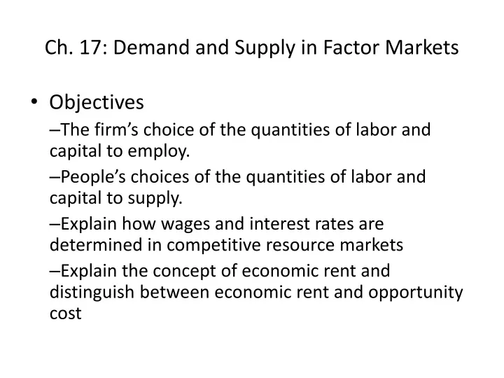 ch 17 demand and supply in factor markets