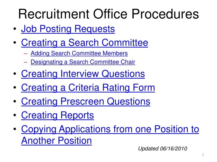 recruitment office procedures