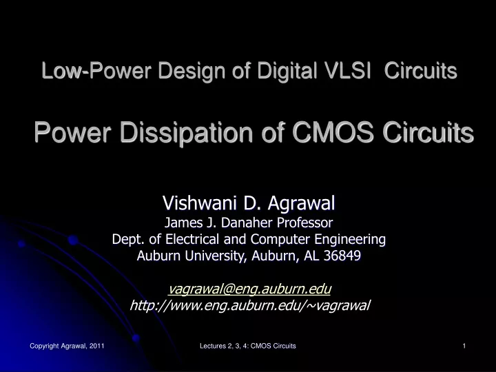 low power design of digital vlsi circuits power dissipation of cmos circuits