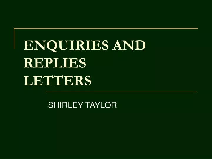 enquiries and replies letters
