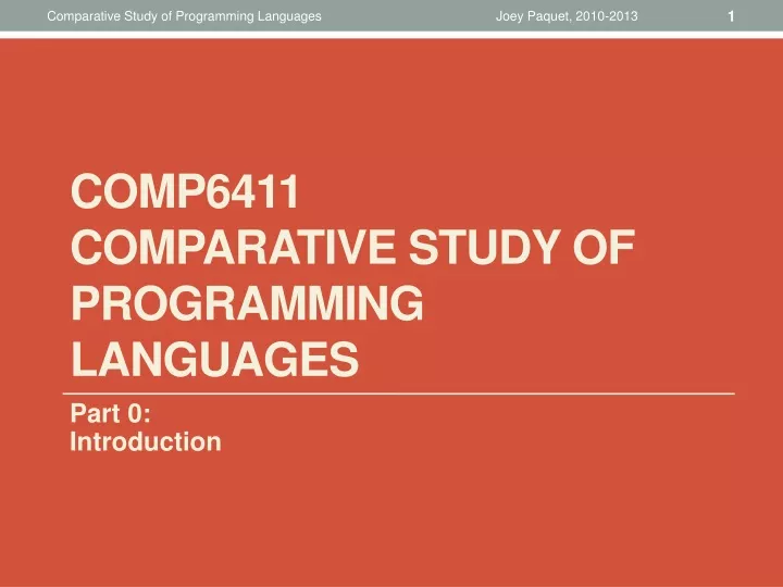 comp6411 comparative study of programming languages