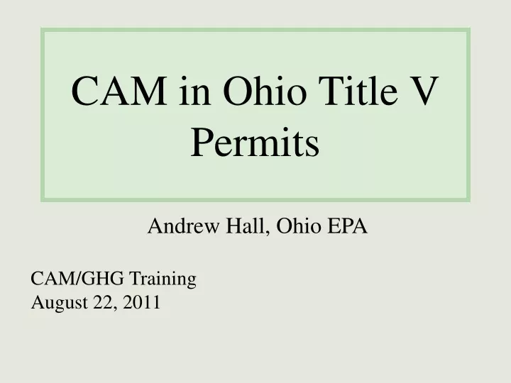 cam in ohio title v permits