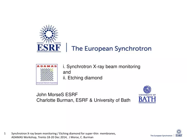 i synchrotron x ray beam monitoring