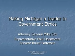 Making Michigan a Leader in Government Ethics