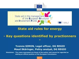 State aid rules for energy - Key questions identified by practionners -