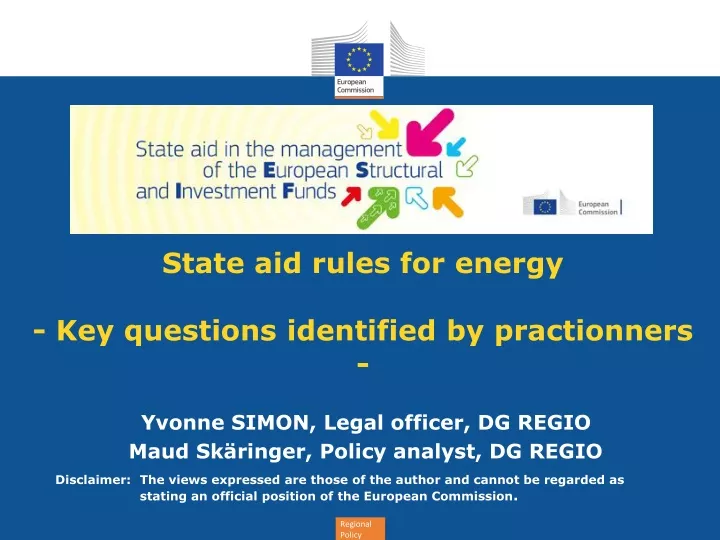 state aid rules for energy key questions identified by practionners