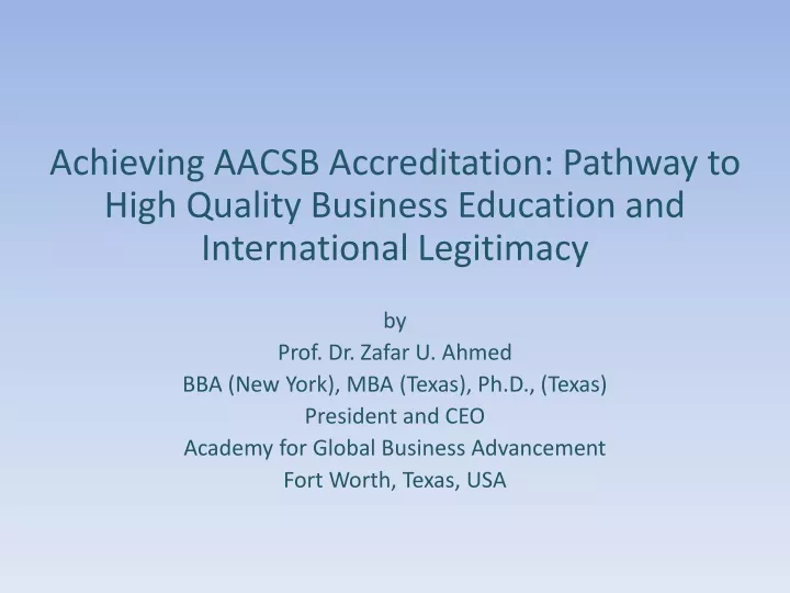 achieving aacsb accreditation pathway to high