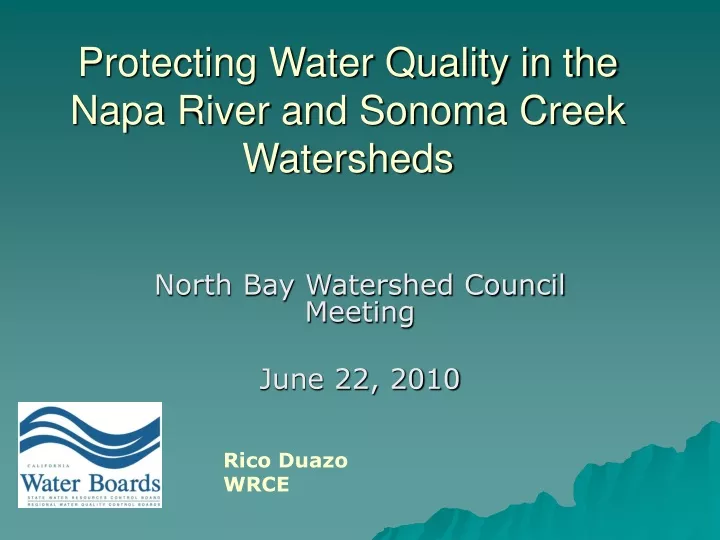 protecting water quality in the napa river and sonoma creek watersheds