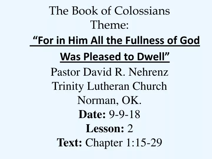 the book of colossians theme