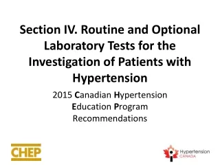 2015 C anadian  H ypertension  E ducation  P rogram Recommendations