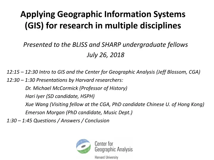 applying geographic information systems