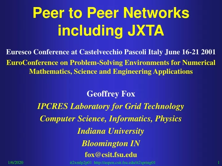 peer to peer networks including jxta