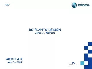 RO PLANTS DESIGN Jorge J. Malfeito