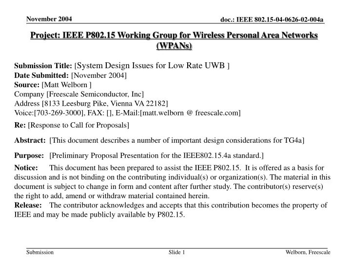 project ieee p802 15 working group for wireless