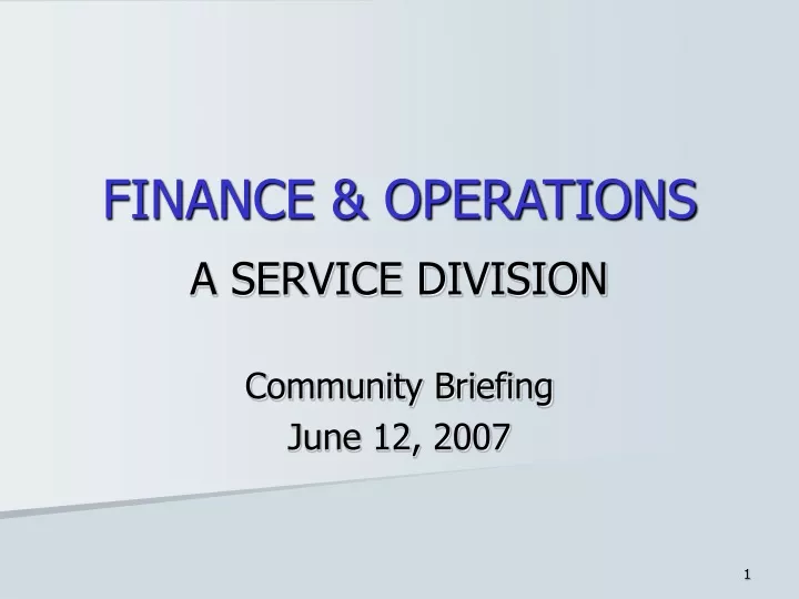 finance operations