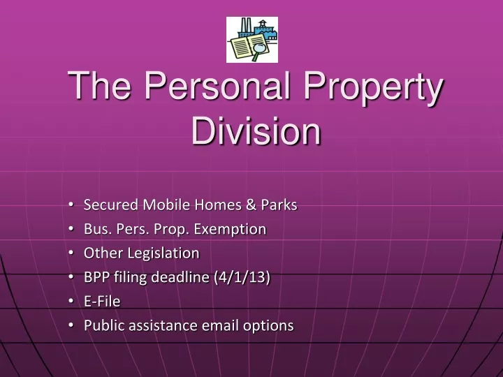 the personal property division
