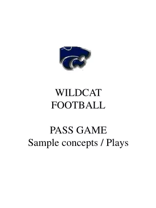 WILDCAT FOOTBALL PASS GAME Sample concepts / Plays