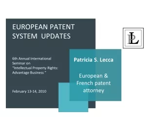 Patricia S .  Lecca European &amp; French patent attorney
